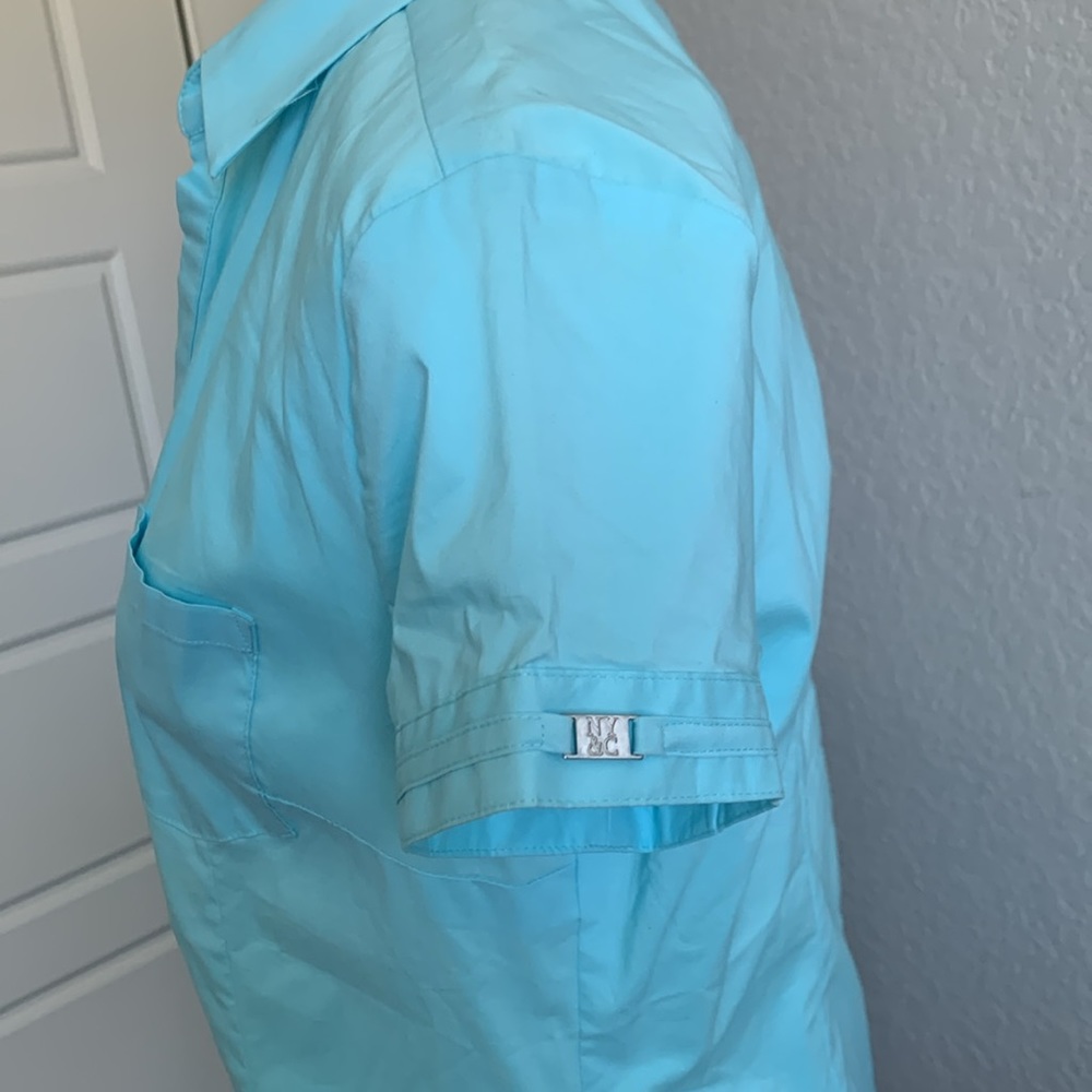 NWT New York &  Company light blue button down shirt. - Picture 3 of 4